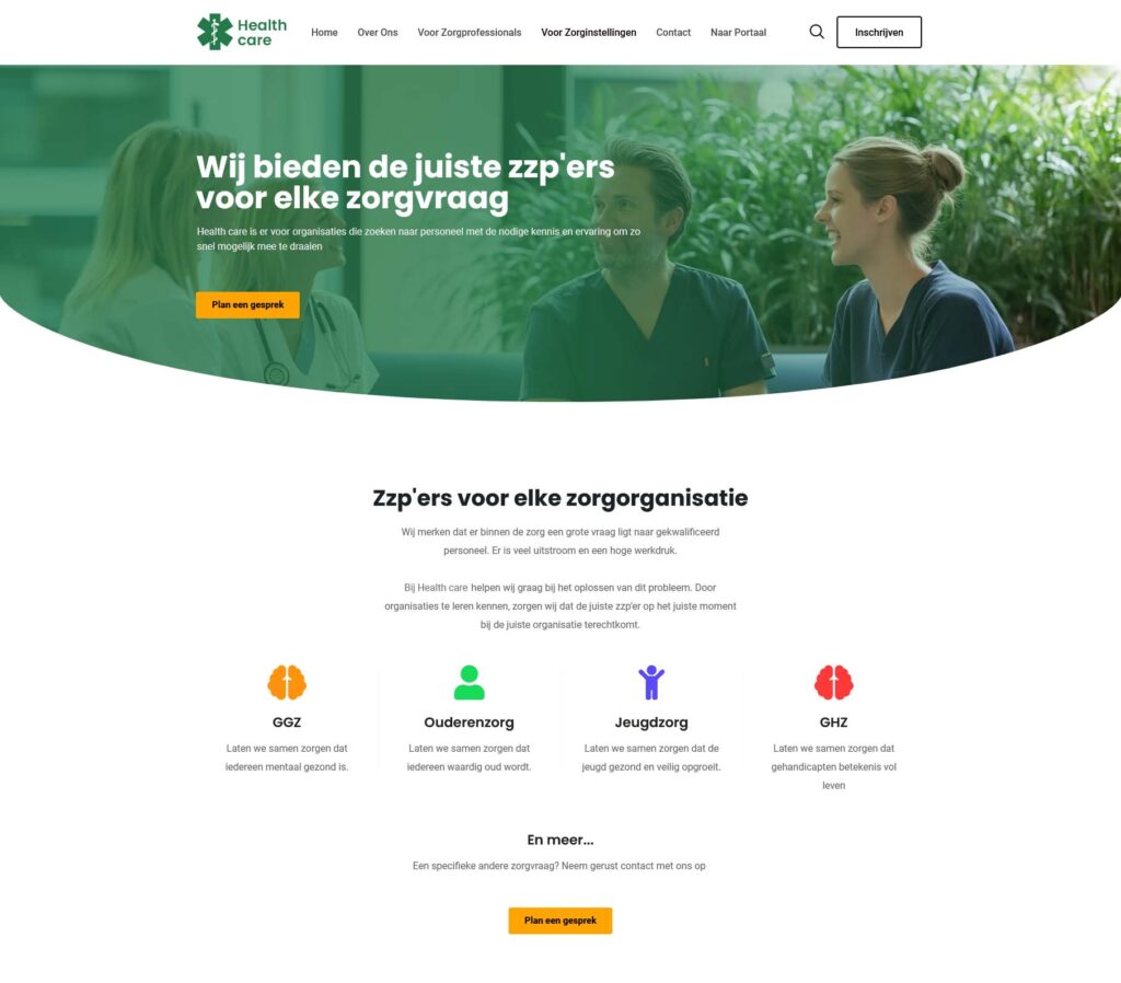 Page created for a healthcare client
