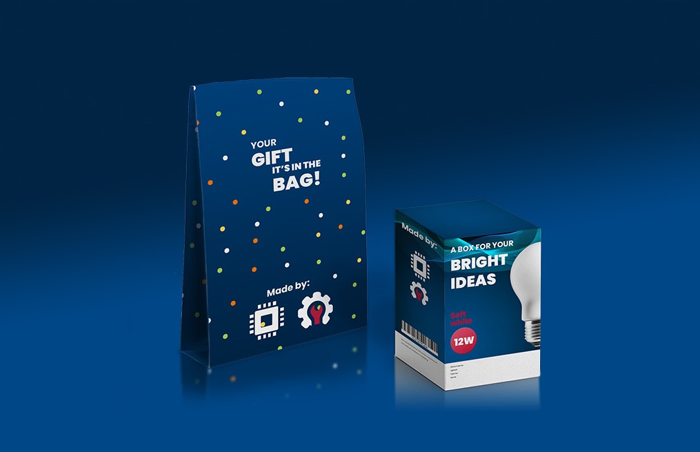 Design of boxes used as promo materials.